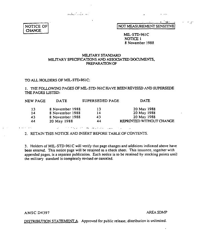 MIL STD Military Specifications and Associated Documents, Preparation